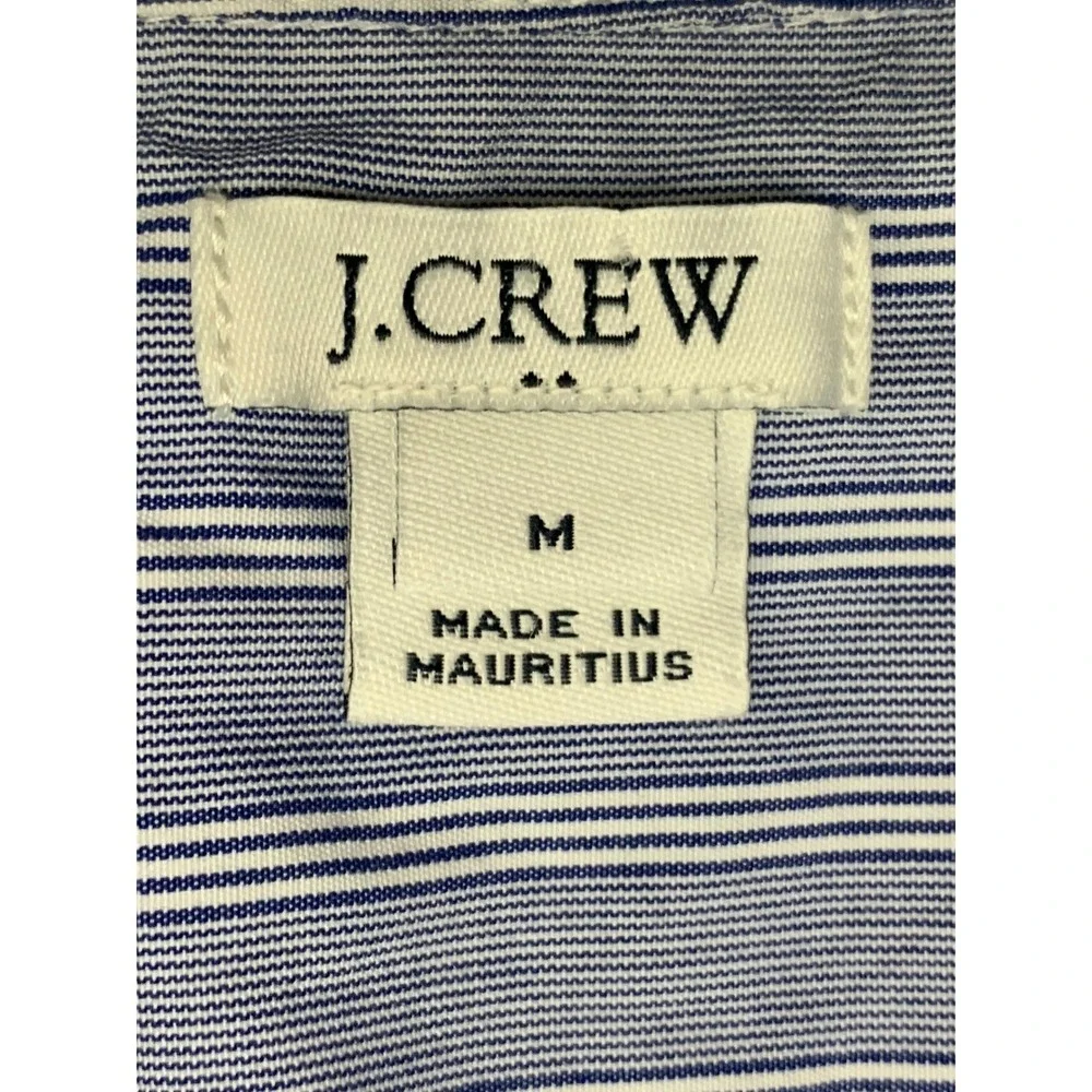 J.Crew Women's Blue White Striped Short Sleeve Button Down Cotton Shirt Size M